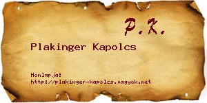 Plakinger Kapolcs névjegykártya